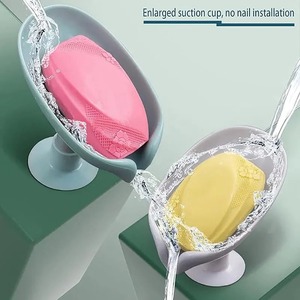 Jabonera con Forma de Hoja, Autodrenante, sin Perforaciones, con Ventosa, Apta para Baño - Product Image 3