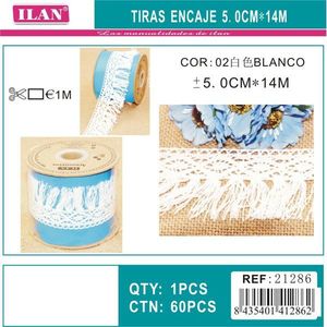 Strisce di pizzo ILAN 5,0 cm x 14 m bianche per artigianato e decorazioni - Product Image 3