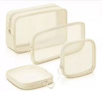 Grande trousse de toilette transparente portable, ensemble de sacs de toilette, pochette en filet, sac de voyage, organiseur de maquillage, sac de lavage en filet pas cher