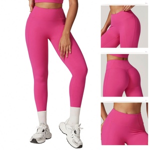Mallas de Yoga de cintura alta con logotipo personalizado para <span class=keywords><strong>mujer</strong></span>, ropa deportiva para gimnasio, ropa deportiva para todos los días, <span class=keywords><strong>pantalones</strong></span> elásticos para entrenamiento - Product Image 3