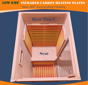 <span class=keywords><strong>Sauna</strong></span> Interior de Madera Personalizada para una Persona con Terapia de Luz Roja y Vidrio Templado - Product Image 6