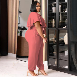 Conjunto de dos piezas <span class=keywords><strong>con</strong></span> pantalones holgados <span class=keywords><strong>elegantes</strong></span>, Top corto <span class=keywords><strong>con</strong></span> cordones para mujer, conjuntos de talla grande, ropa de calle para mujer gorda, conjuntos de talla grande para mujer - Product Image 3