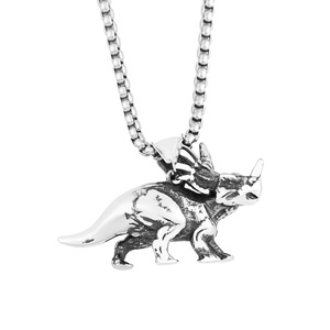 Yunnique – collier avec pendentif Triceratops en acier inoxydable, chaîne de 60cm, bijoux de forme animale à la mode pour hommes - Product Image 5