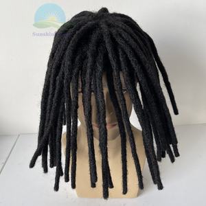 Piezas de cabello afro para <span class=keywords><strong>hombre</strong></span>, pelucas de rastas largas de densidad pesada Remy indio para <span class=keywords><strong>hombre</strong></span>, negro Natural - Product Image 3