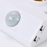 Détecteur de mouvement infrarouge PIR réglable, support de lampe E27, lampe LED, éclairage mural, prise de courant