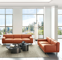 Ensemble de canapés modernes en cuir orange pour hôtel, appartement, salon, bureau à domicile, salle de direction
