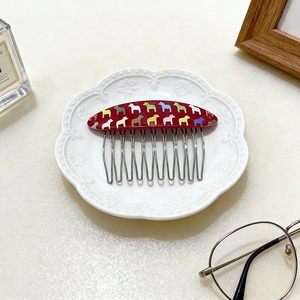 Peigne à cheveux portable en acétate écologique, mignon, à dents larges, coloré, motif cheval, ajouré, polyvalent pour les soins capillaires - Product Image 2