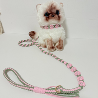Tali Kekang Hewan Peliharaan Rajutan Tangan Motif Bunga Warna-warni, Tali Anjing Kucing Ramah Lingkungan dari Tali Katun, Aksesoris Perawatan Hewan Peliharaan
