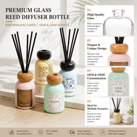 Flacon diffuseur de parfum en verre mat couleur macaron de luxe 100ml 150ml 200ml, flacon vide avec bouchon unique en bois