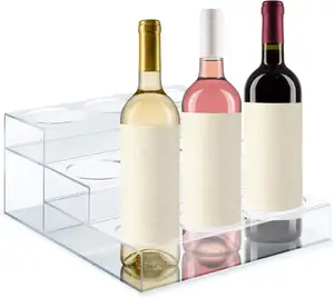 Acrylic Clear Wine Bottle Holder and Coffee Syrup Rack Holds 9 Bottles For Hotel