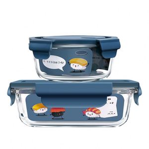 Boîte à lunch isotherme portable en verre résistant aux hautes températures, compatible micro-ondes, avec trois compartiments pour les employés de bureau - Product Image 5