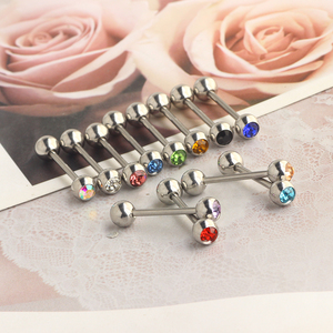 <span class=keywords><strong>Piercing</strong></span> de Acero Inoxidable para Lengua y Pezón, Barra con Anillo, Retenedor de 14g y 16mm, 12 Colores a Elegir, Lengua Recta - Product Image 6