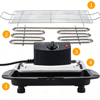 Barbecue au charbon de bois 2000W, portable, pliable, multifonction, réglable en hauteur, antiadhésif, style Char-Broil, pour cuisson sur brochettes, intérieur/extérieur