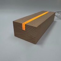 Lampe de nuit LED acrylique effet 3D 5V interrupteur production d'énergie rechargeable abat-jour vers le haut lampe de table à base en bois-rectangle moyen
