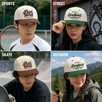 Casquette de baseball vintage bicolore en coton à six panneaux avec broderie de lettres, ajustable 56-62cm, logo personnalisé, vente en gros OEM, faible MOQ