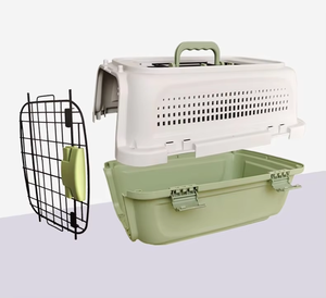 Kingtale Luxo Portable Dog Carrier Gaiola De Aço Inoxidável Quadro De Plástico Porta De Fio De Rolamento 50pcs Design Sólido <span class=keywords><strong>4</strong></span> Estações De Viagem - Product Image 2