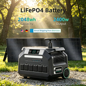 US Spot Remote Control Home Emergency Power MPPT Lifepo4 2400w 2048wh Portable Power Station With 100/200/400/500W <b>Solar</b> Panel - Product Image 1