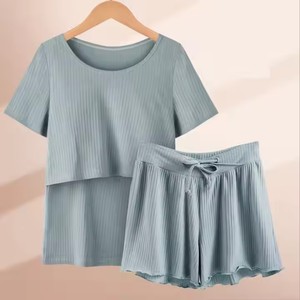 Ensemble pyjama de maternité d'été à manches courtes en coton extensible pour l'<span class=keywords><strong>allaitement</strong></span> Vêtements de <span class=keywords><strong>nuit</strong></span> pour l'<span class=keywords><strong>allaitement</strong></span> Vêtements de <span class=keywords><strong>nuit</strong></span> pour l'<span class=keywords><strong>allaitement</strong></span> - Product Image 3