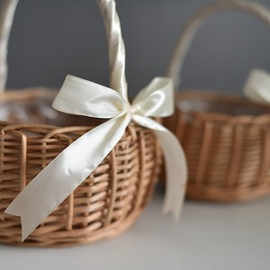 Woven Flower Basket Round Handmade 1-3L Storage Basket <b>Gift</b> Basket Candy <b>Box</b> Accessories - Product Image 2