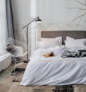 棉大号棉缎酒店床上用品套装羽绒被白色和黑色或定制羽绒被覆盖刺绣 - Product Image 5