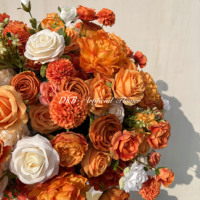 Centres de table orange vif de 70cm pour décoration de table de mariage Arrangement de fleurs artificielles vibrantes Décoration de la Saint-Valentin