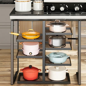 Estante organizador de ollas de cocina y baño de Metal negro de altura ajustable 8 + soporte para ollas tapa estante de almacenamiento estantes de almacenamiento para fregadero - Product Image 2