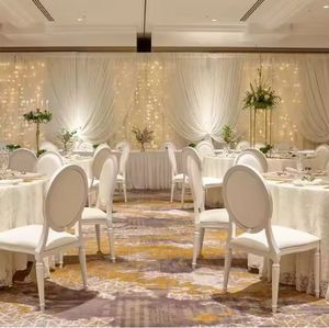 Vente en gros bon marché chaise de banquet pour fête en plein air chaises de salle à manger de mariage or blanc - Product Image 6