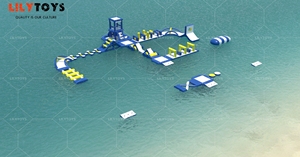 Thương mại khổng lồ <span class=keywords><strong>Inflatable</strong></span> nước trở ngại công viên nổi Aqua công viên với trượt tháp, leo tường, Trampoline cho trẻ em - Product Image 5