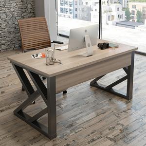 Escritorio de Oficina Moderno y Minimalista de Madera, Estación de Trabajo Ejecutiva para Oficina en Casa con Escritorio de Computadora de Acero Inoxidable - Product Image 5