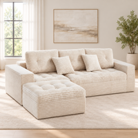 Modulares Cloud-Sofa-Set 105 Zoll DIY Ecksofa mit Ottoman Reiner Schaumstoff Kunstfell Samt Wohnzimmermöbel