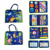Tableau d'activités Montessori Dinosaure en feutre pour enfants, livre d'activités éducatives précoces, jouets pour 3 ans et plus