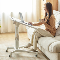 Bureau de travail mobile électrique à deux niveaux pour ordinateur portable, réglable en hauteur, pour la maison, le bureau et l'école, avec roulettes