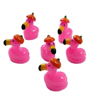 Ornements de paysage miniatures, jolies créations en résine en forme de flamant <span class=keywords><strong>rose</strong></span> avec chapeau de citrouille, accessoires décoratifs pour <span class=keywords><strong>le</strong></span> jardinage et l'aménagement paysager DIY - Product Image 4