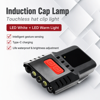 Linterna Frontal con Clip para Pesca Nocturna, Sensor de Movimiento, Recargable, 4 Modos, Luz Amarilla y Blanca de Haz Amplio, IP44, LED, para Pesca y Camping