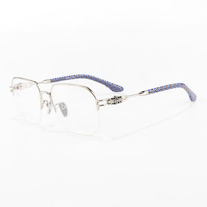 Belles lunettes de marque de luxe polyvalentes demi-monture fleur croisée noir or argent prescription optique presbytie multi-focus - Product Image 1