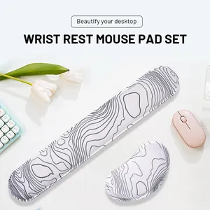 Wholesale Topographic Lines Memory Foam Set Ergonomic Keyboard Wrist Rest Pad Mouse Wrist Cushion Mouse Pad Set For Office