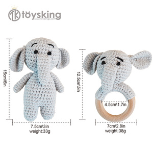 Juego <span class=keywords><strong>de</strong></span> Sonajeros <span class=keywords><strong>de</strong></span> Animales <span class=keywords><strong>de</strong></span> Dibujos Animados Tejidos a Mano - Lindos Juguetes Sensoriales <span class=keywords><strong>de</strong></span> León, Elefante, Conejo, Hipopótamo y Pingüino para Bebés - Product Image 6