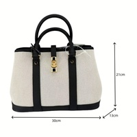 Bolso Tote de Lona de Color Sólido en Cuero Genuino Personalizado SHX - Bolso Tipo Satchel Negro y Blanco con Herrajes Dorados