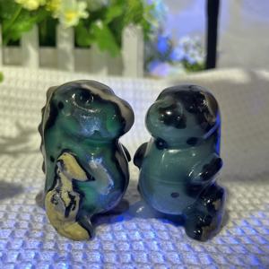 Sevimli hayvan oyma el sanatları bebek dinozor floresan volkanik akik kristal el sanatları süsler el-oyma kristal hediyeler - Product Image 4