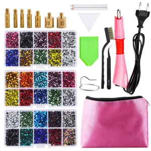 Qiao Warmte Applicator Strass Machine Wand Iron On Tool Roze Zwart Paars Hotfix Strass Applicator Voor Kleding