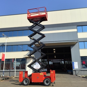 10 मीटर की ऊंचाई के साथ एक कैंची लिफ्ट प्लेटफॉर्म को स्थानांतरित या तय किया जा सकता है, जो उच्च ऊंचाई वाले संचालन की दक्षता में सुधार करता है। - Product Image 5