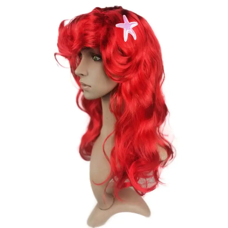 Halloween Costume Party Girls Kids Long Red Curly Little Mermaid Wig WGDG-006