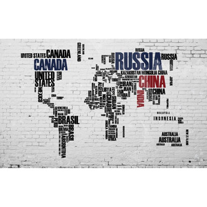Mural de Pared Art Deco Personalizable con Mapa del Mundo en Tipografía de Texto sobre Pared de Ladrillo <span class=keywords><strong>Blanco</strong></span>, Nombres de Países para Oficina, Vestíbulo, Hogar y Espacios Públicos - Product Image 6