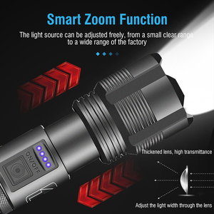 Siêu sáng 2000 lumen 18650 21700 Pin Zoomable LED Torch Ánh Sáng Tự phòng thủ Cắm trại Có thể sạc lại đèn pin - Product Image 4