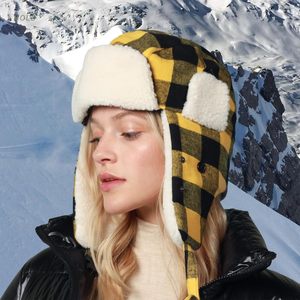 Chapeau de trappeur d'hiver à carreaux Lumberjack avec protège-oreilles et sangle sous le menton, coupe-vent pour l'extérieur, bonnet de ski unisexe pour adulte PT201 - Product Image 4