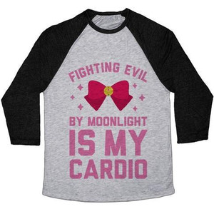 My Cardio Is Fighting Evil by Moonlight T-shirt de baseball unisexe en tissu mélangé - Product Image 3