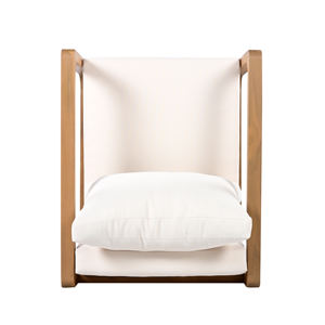 Chaise longue d'extérieur en bois d'acacia de qualité supérieure - <span class=keywords><strong>Christopher</strong></span> Knight Home, siège surdimensionné avec coussin blanc, mobilier de patio durable - Product Image 2