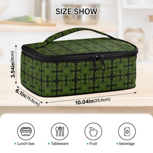 Hawaiian Green Ulu Pattern Insulated Reusablec Mini Insulated Lunch Bag Thermal Carrier Durable <b>Small</b> Casserole Bag for Potlucks - Product Image 3
