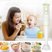 Mixeur Plongeant Électrique 200W à 2 Vitesses avec Bouton Rotatif, Broyeur à Glace Silencieux, Hachoir pour Aliments Bébé, 2 Lames, Prise UK, Idéal Hôtellerie