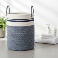 Panier à linge en corde de coton doux avec logo personnalisé, 60L, autoportant, lavable en machine, bac de rangement tressé pour chambre d'enfant, vente en gros